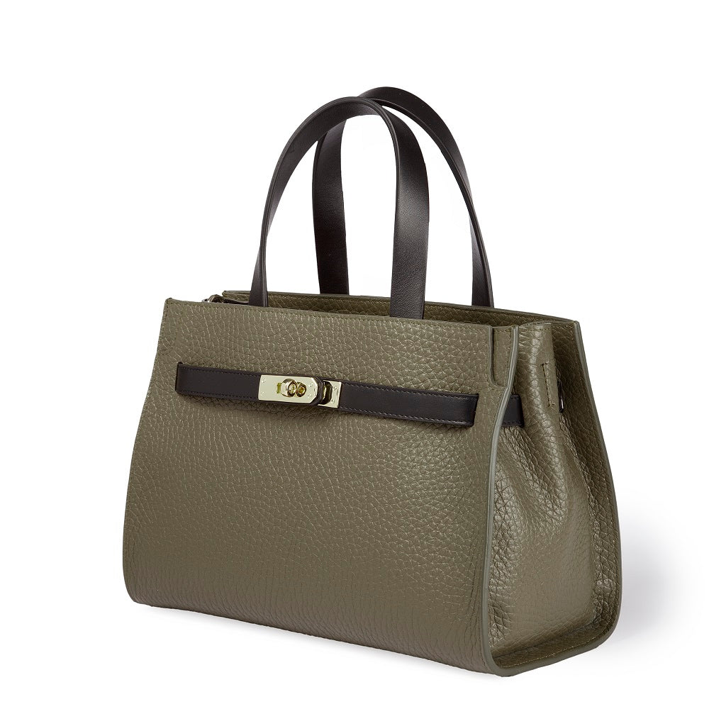 Frida Handbag in hammered leather with adjustable fabric shoulder strap