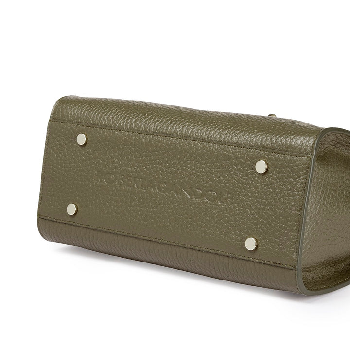 Frida Handbag in hammered leather with adjustable fabric shoulder strap