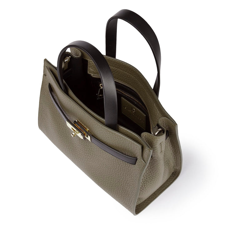 Frida Handbag in hammered leather with adjustable fabric shoulder strap