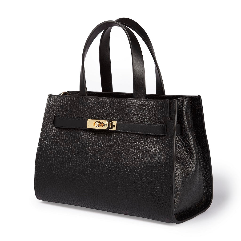 Frida Handbag in hammered leather with adjustable fabric shoulder strap