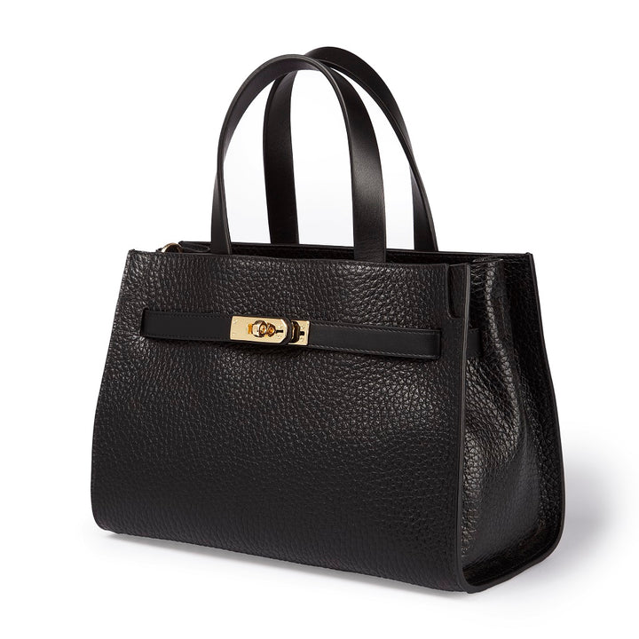 Frida Handbag in hammered leather with adjustable fabric shoulder strap