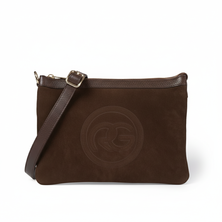 Alice small borsa in camoscio e pelle martellata con tracolla regolabile e staccabile