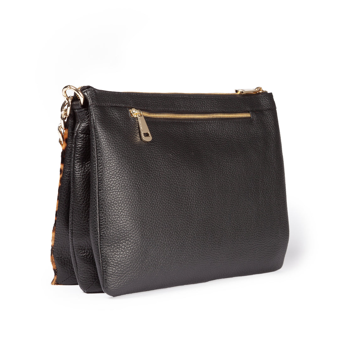 Alice Pony large bag in ponyskin and textured leather with adjustable and detachable shoulder strap