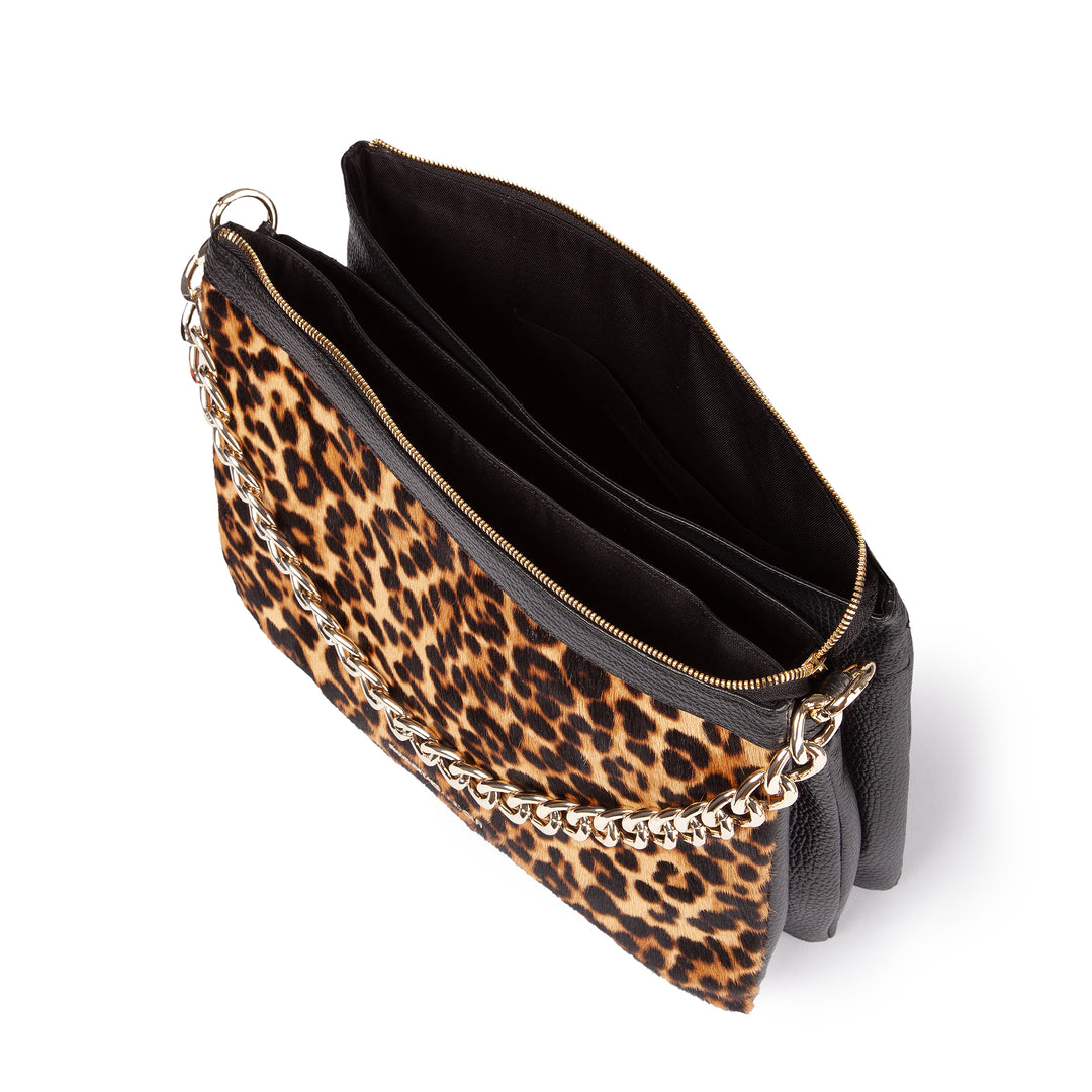 Alice Pony large bag in ponyskin and textured leather with adjustable and detachable shoulder strap