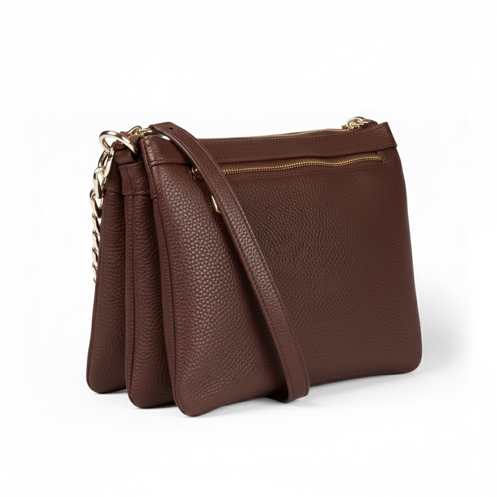 Alice large borsa in camoscio e pelle martellata con tracolla regolabile e staccabile