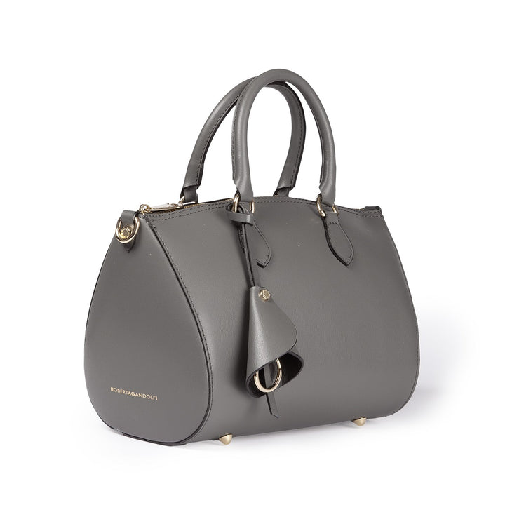 Nicole bowling bag in "light saffiano" print leather with detachable and adjustable shoulder strap