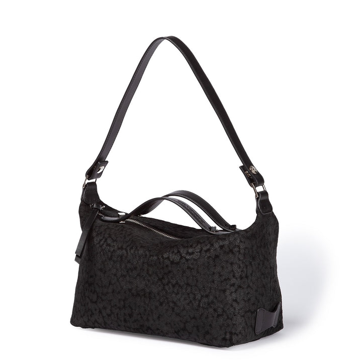 Giuditta bowling in pelle scamosciata con microstampa animalier