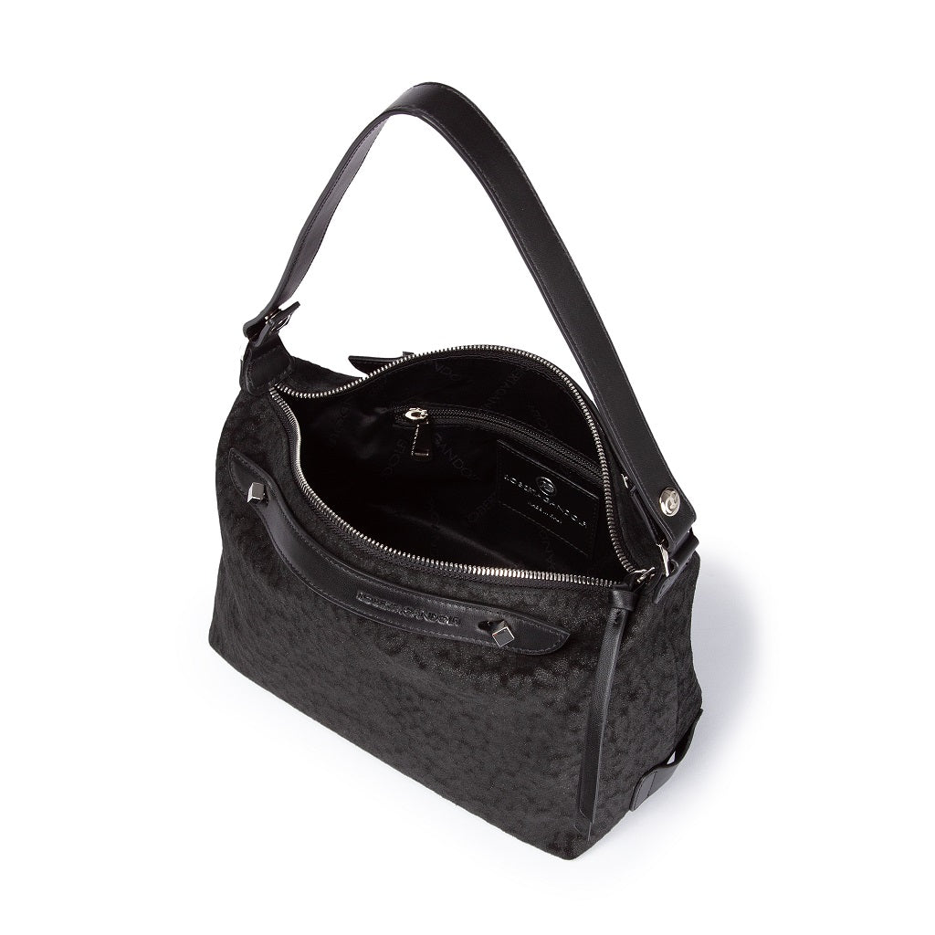 Giuditta bowling in pelle scamosciata con microstampa animalier