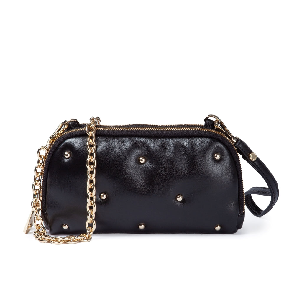 Marika purse in soft nappa with chain shoulder strap and leather sleeve