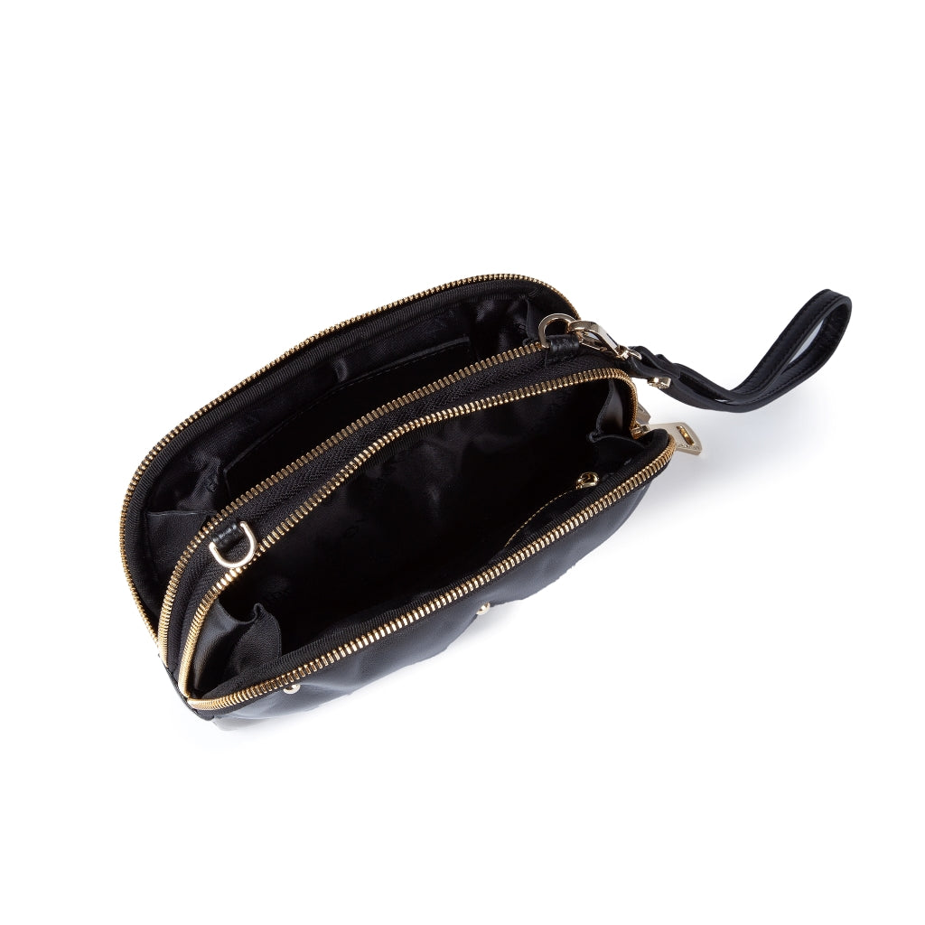 Marika purse in soft nappa with chain shoulder strap and leather sleeve