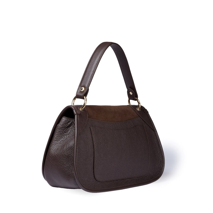 Roberta Suede – Borsa messenger media in camoscio e pelle martellata con tracolla regolabile