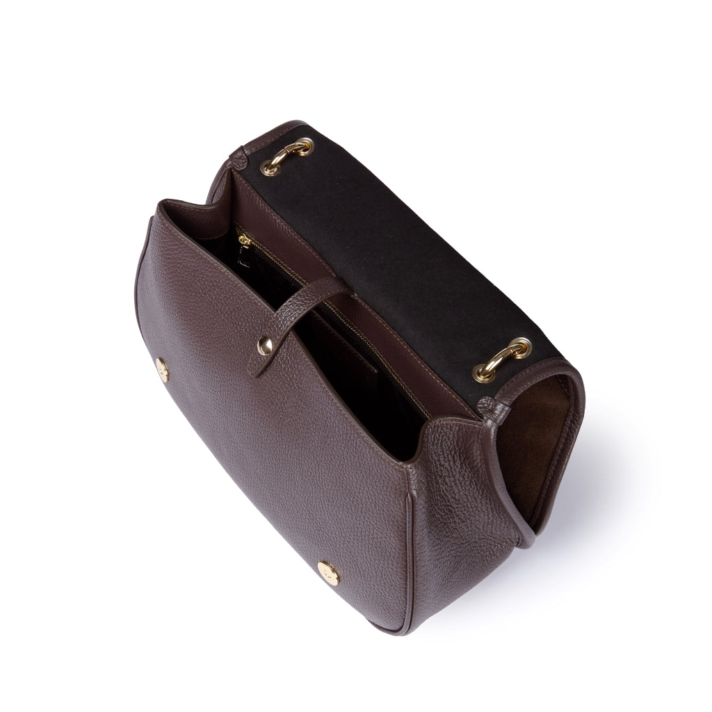 Roberta Suede – Borsa messenger media in camoscio e pelle martellata con tracolla regolabile