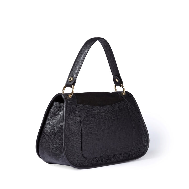 Roberta Suede – Borsa messenger media in camoscio e pelle martellata con tracolla regolabile