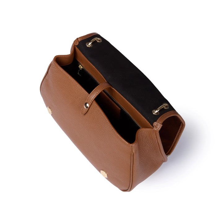 Roberta Suede – Borsa messenger media in camoscio e pelle martellata con tracolla regolabile