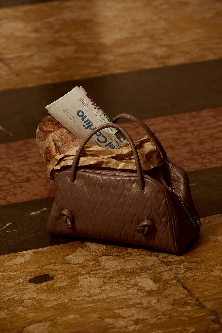 Alina handbag in pelle stampa treccia con tracolla regolabile e staccabile