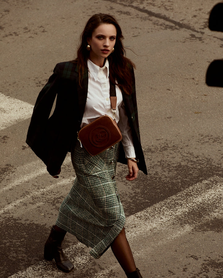 Grace woven elongated bag in braided calfskin