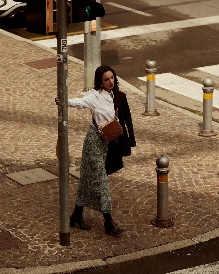 Grace woven elongated bag in braided calfskin