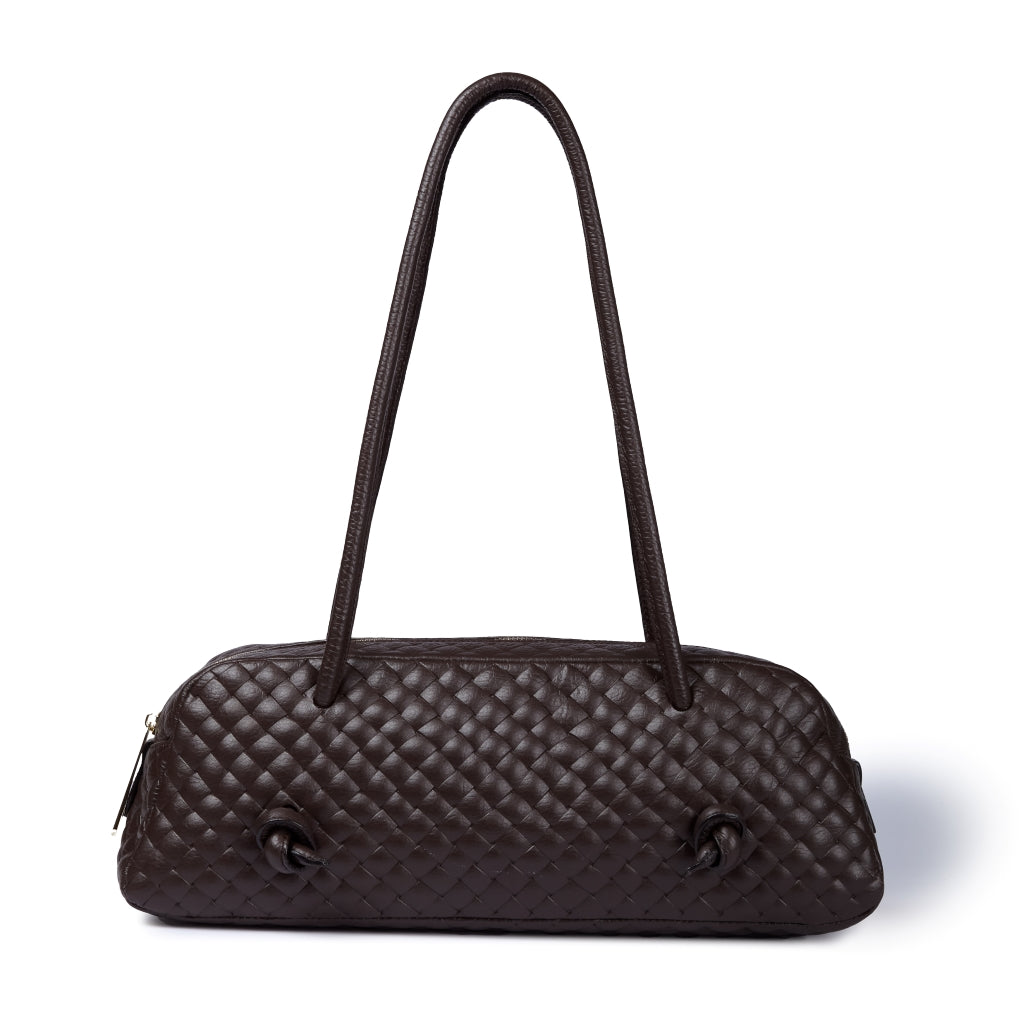 Grace woven borsa allungata in pelle di vitello stampa intreccio