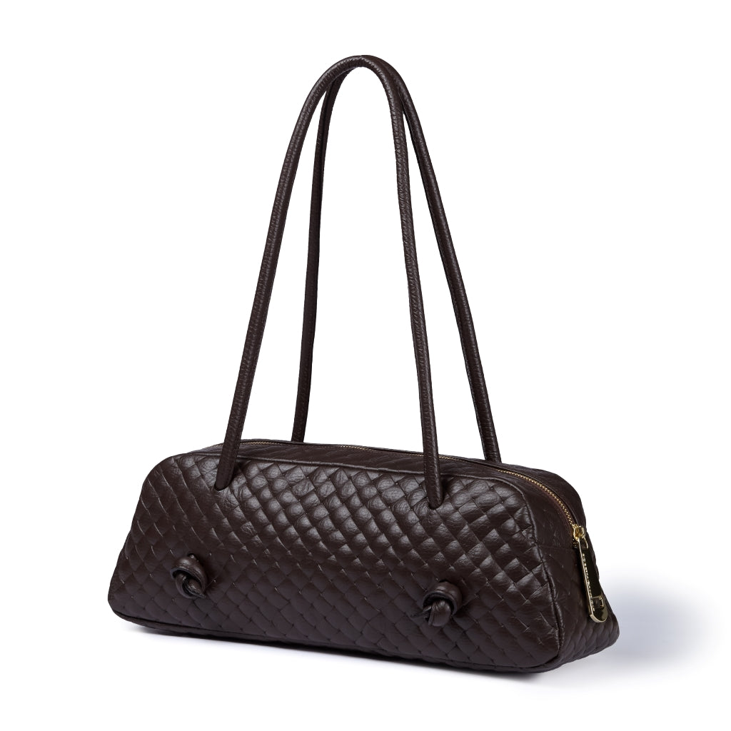 Grace woven borsa allungata in pelle di vitello stampa intreccio