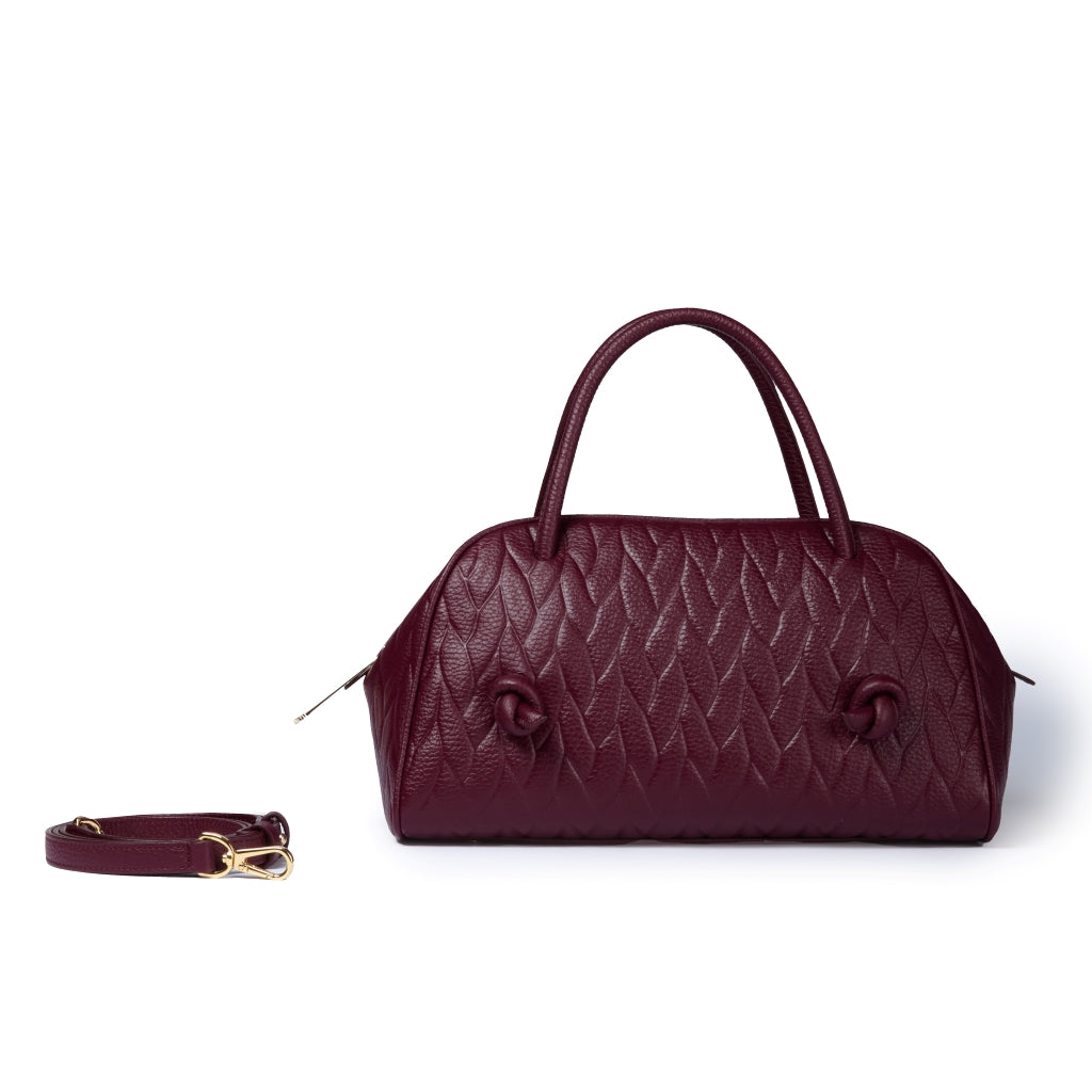 Alina handbag in pelle stampa treccia con tracolla regolabile e staccabile