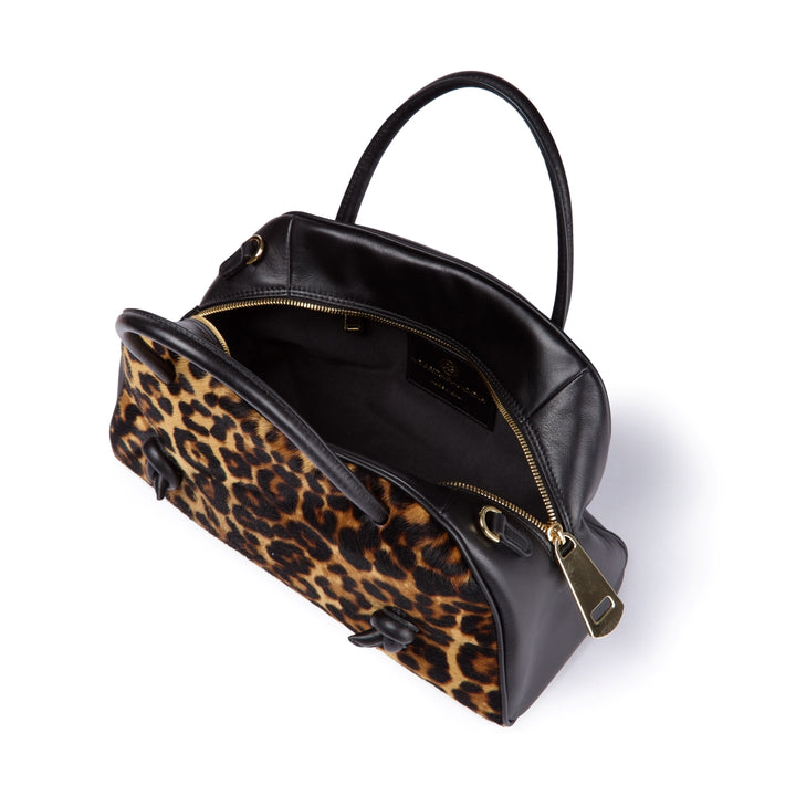 Alina Pony handbag in pelle animalier con finiture in pelle liscia e tracolla regolabile e staccabile