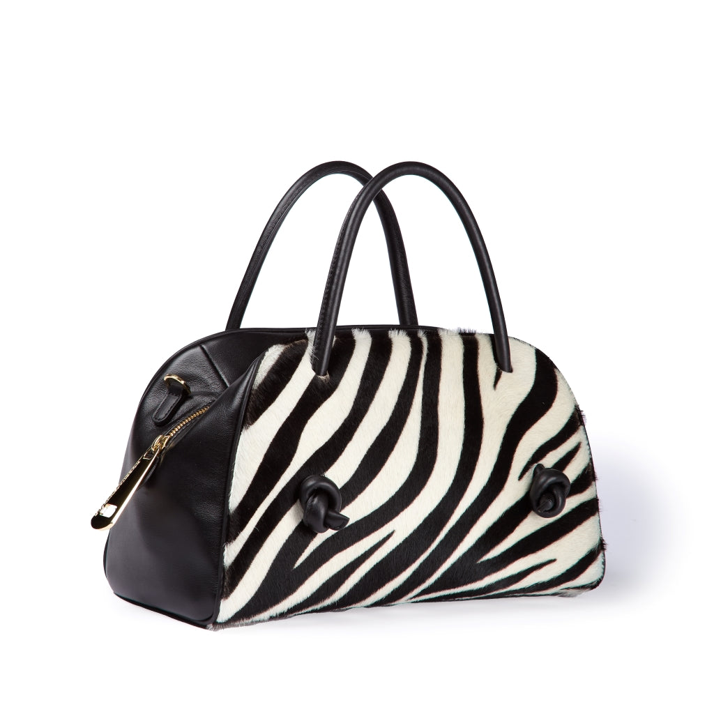 Alina Pony handbag in pelle animalier con finiture in pelle liscia e tracolla regolabile e staccabile