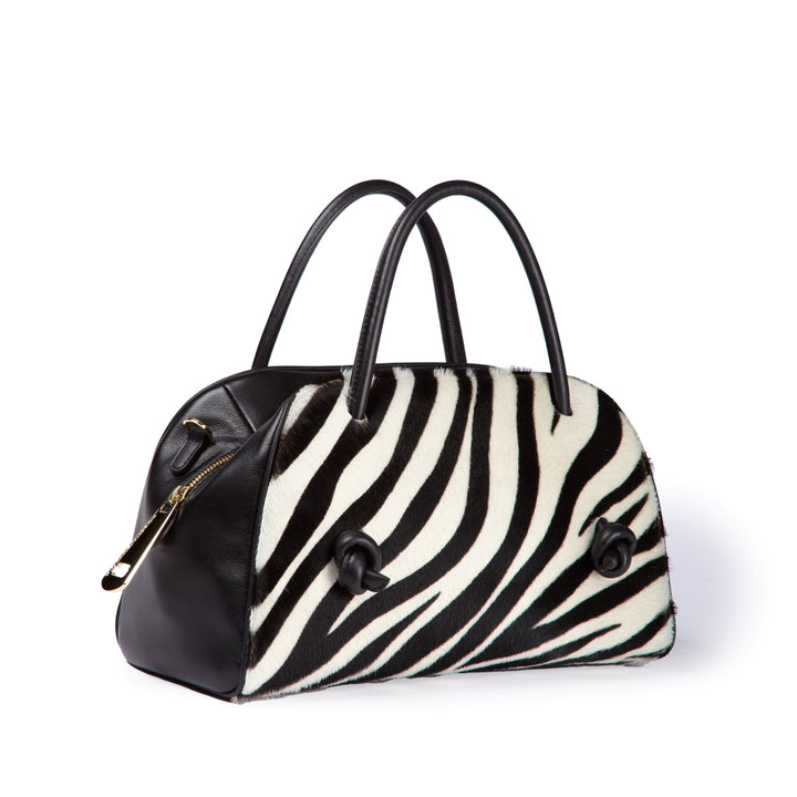 Alina Pony handbag in pelle animalier con finiture in pelle liscia e tracolla regolabile e staccabile