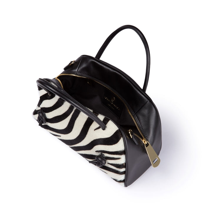 Alina Pony handbag in pelle animalier con finiture in pelle liscia e tracolla regolabile e staccabile