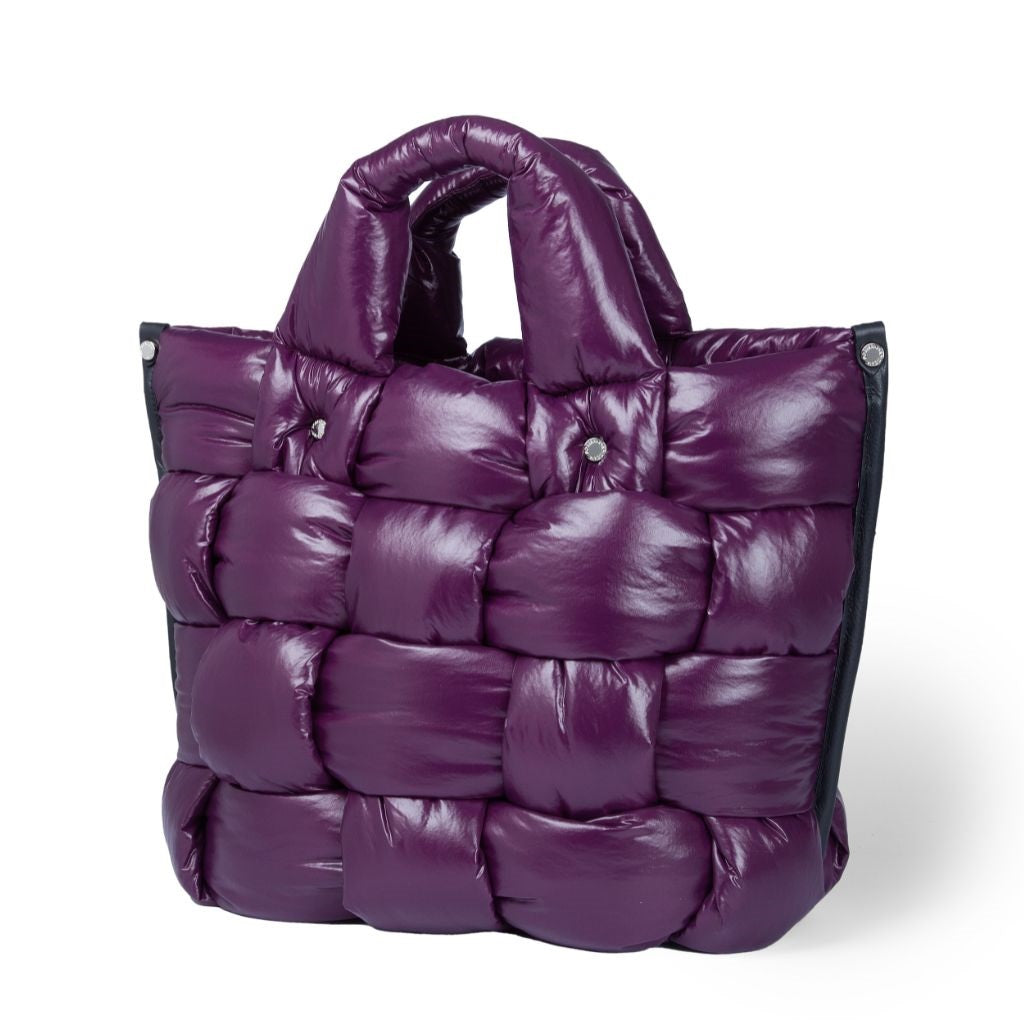 Greta large bag in padded and hand-woven anti-drop fabric with leather finishes