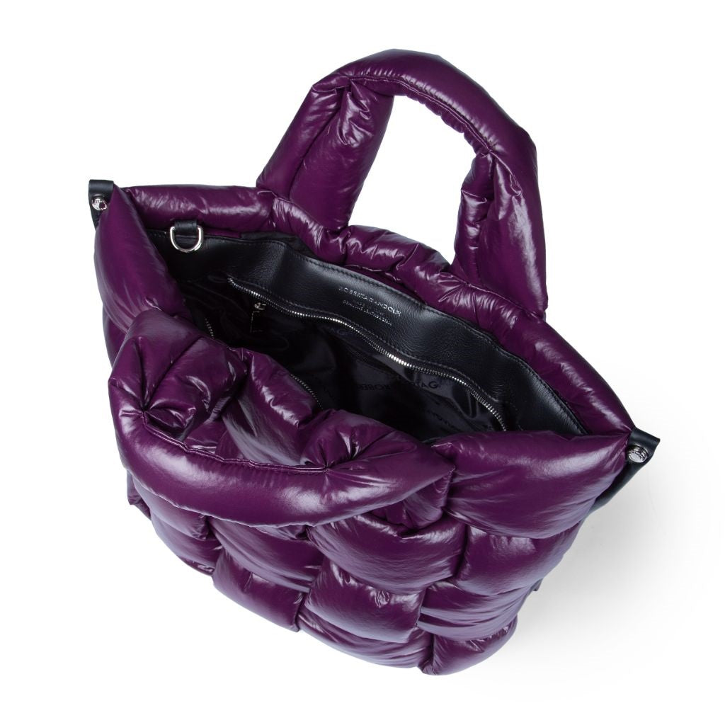 Greta large bag in padded and hand-woven anti-drop fabric with leather finishes
