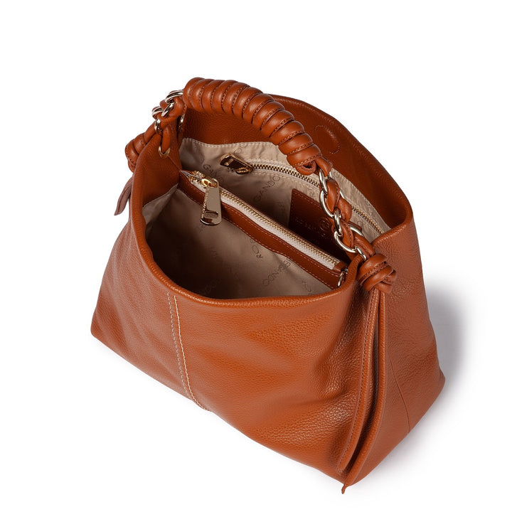 Amina small borsa a mano in pelle con manico tubolare fasciato e tracolla staccabile