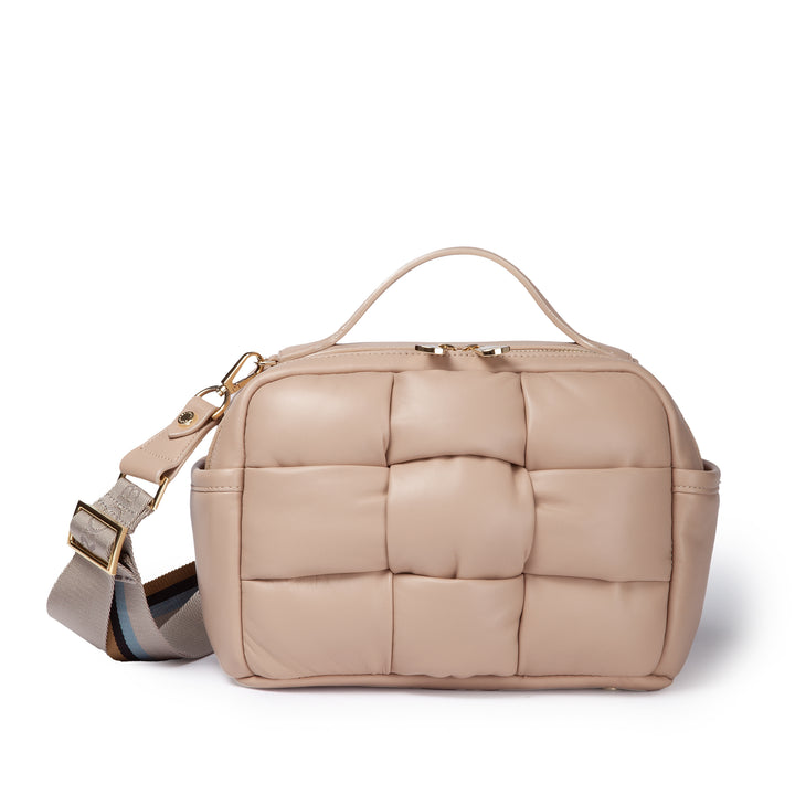 Greta Hatbox Nappa Handbag in Soft Lambskin Padded and Handwoven