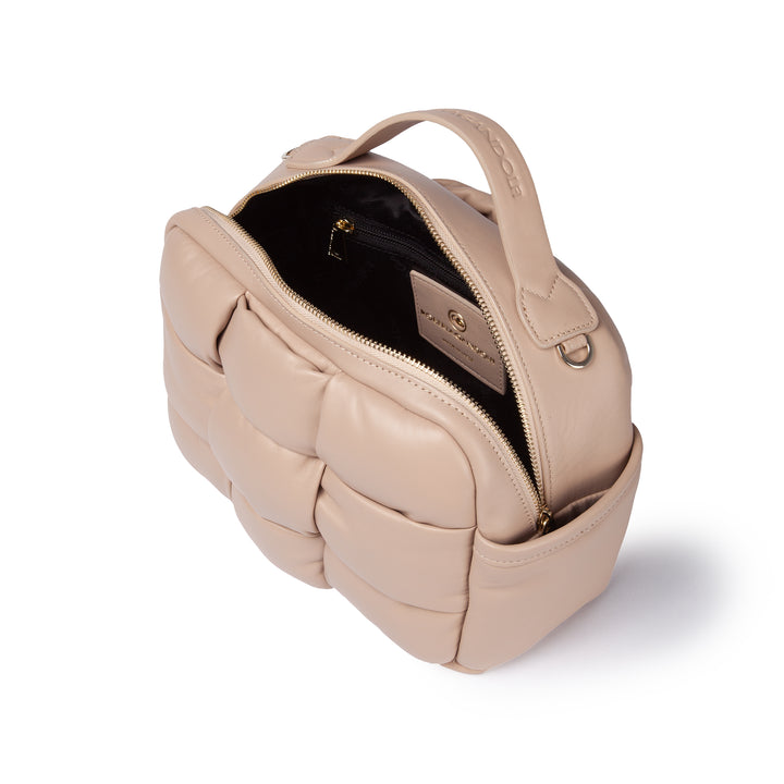 Greta Hatbox Nappa Handbag in Soft Lambskin Padded and Handwoven
