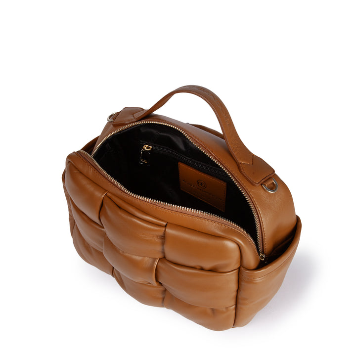 Greta Hatbox Nappa Handbag in Soft Lambskin Padded and Handwoven