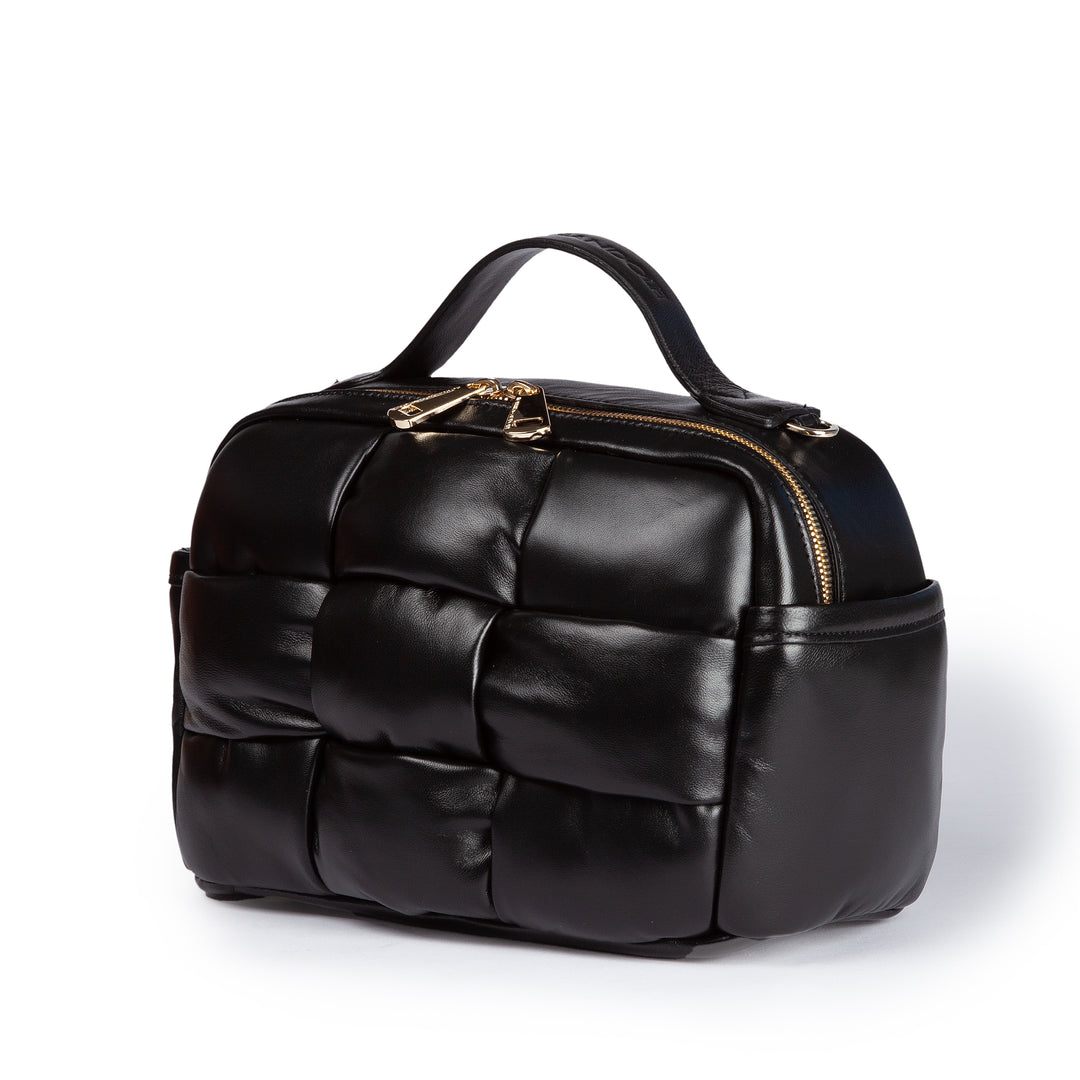 Greta Hatbox Nappa Handbag in Soft Lambskin Padded and Handwoven