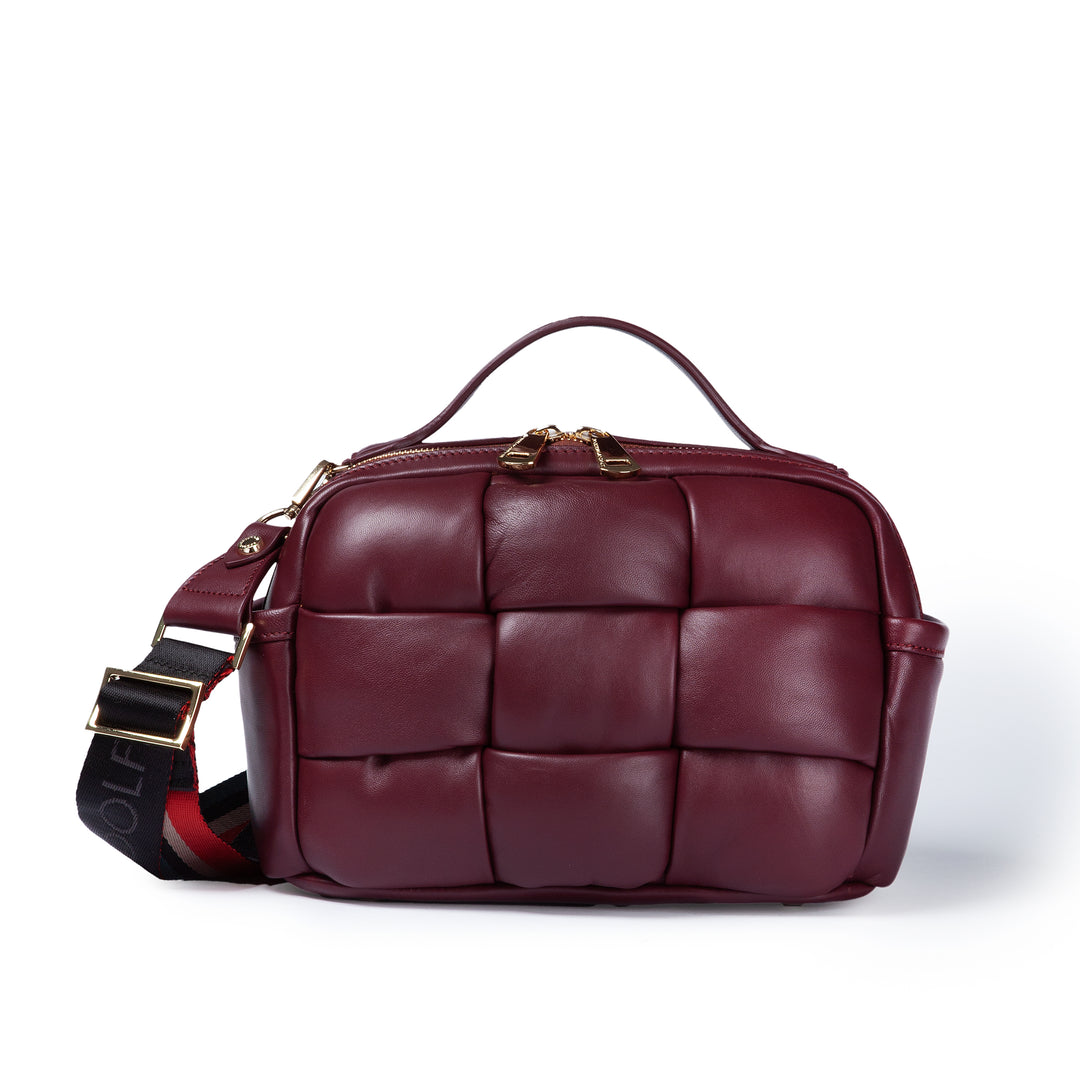 Greta Hatbox Nappa Handbag in Soft Lambskin Padded and Handwoven