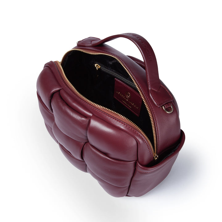 Greta Hatbox Nappa Handbag in Soft Lambskin Padded and Handwoven