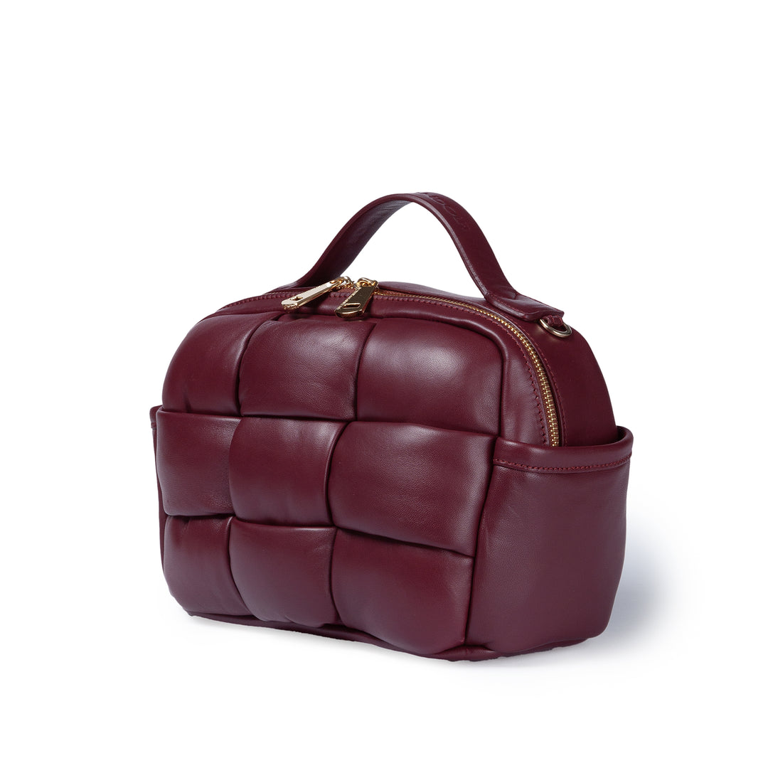 Greta Hatbox Nappa Handbag in Soft Lambskin Padded and Handwoven