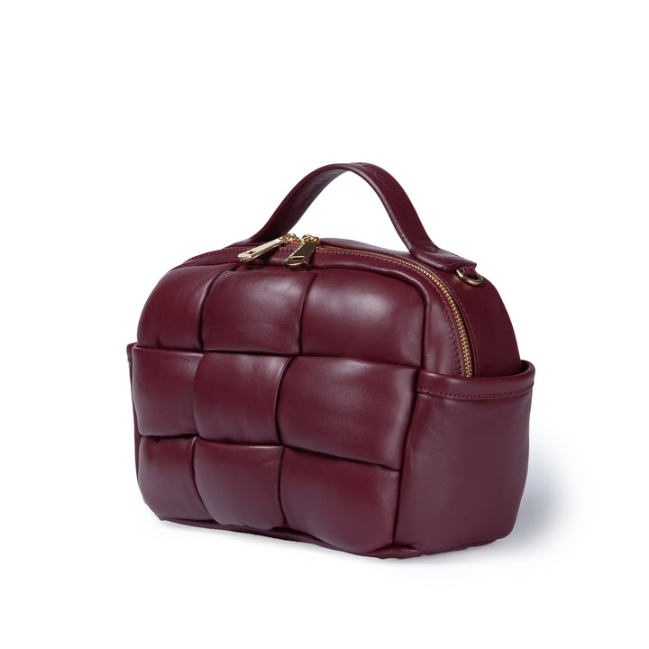 Greta Hatbox Nappa Handbag in Soft Lambskin Padded and Handwoven