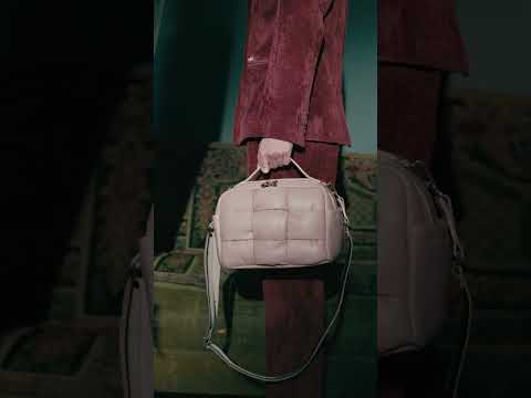 Greta Hatbox Nappa Handbag in Soft Lambskin Padded and Handwoven