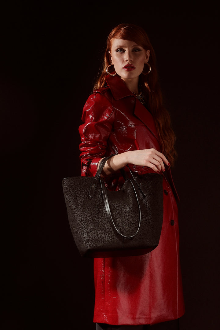 Giuditta Tote in pelle scamosciata con microstampa animalier
