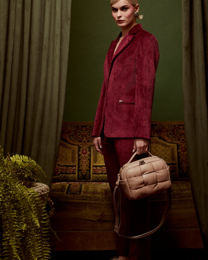 Greta Hatbox Nappa Handbag in Soft Lambskin Padded and Handwoven