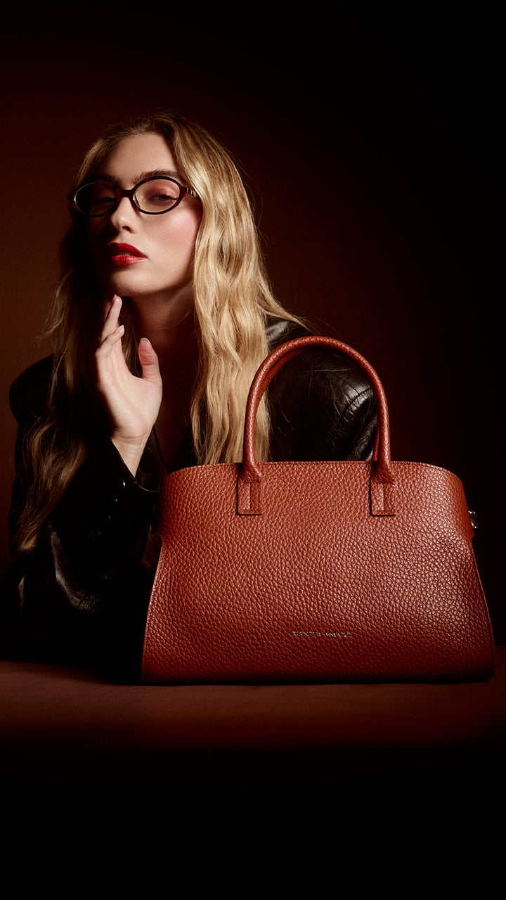 Elodie bowling medium leather handbag with detachable and adjustable shoulder strap