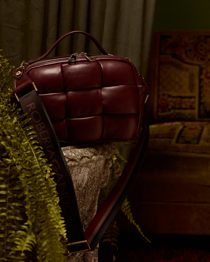 Greta Hatbox Nappa Handbag in Soft Lambskin Padded and Handwoven