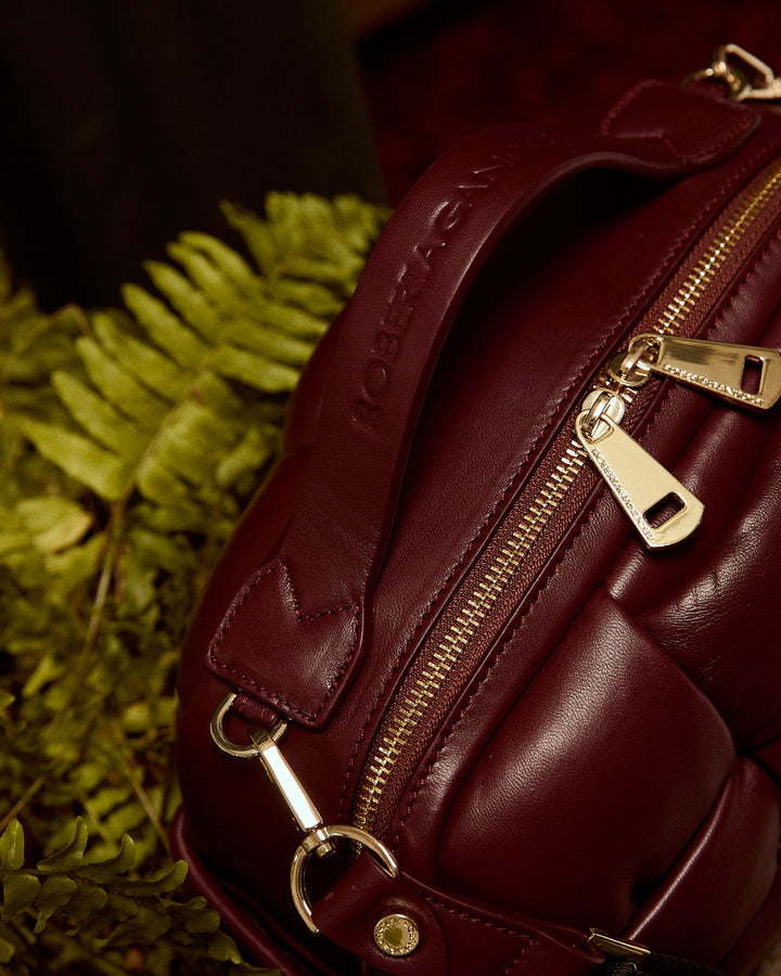 Greta Hatbox Nappa Handbag in Soft Lambskin Padded and Handwoven