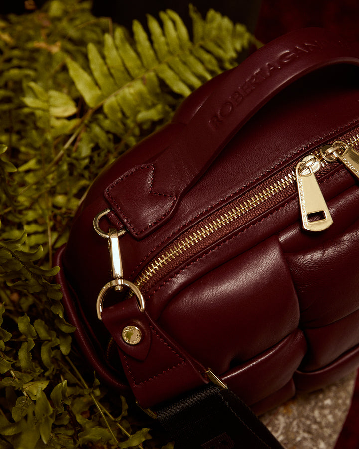 Greta Hatbox Nappa Handbag in Soft Lambskin Padded and Handwoven