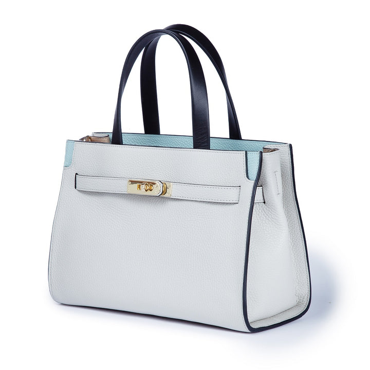 Frida Handbag in hammered leather with adjustable fabric shoulder strap