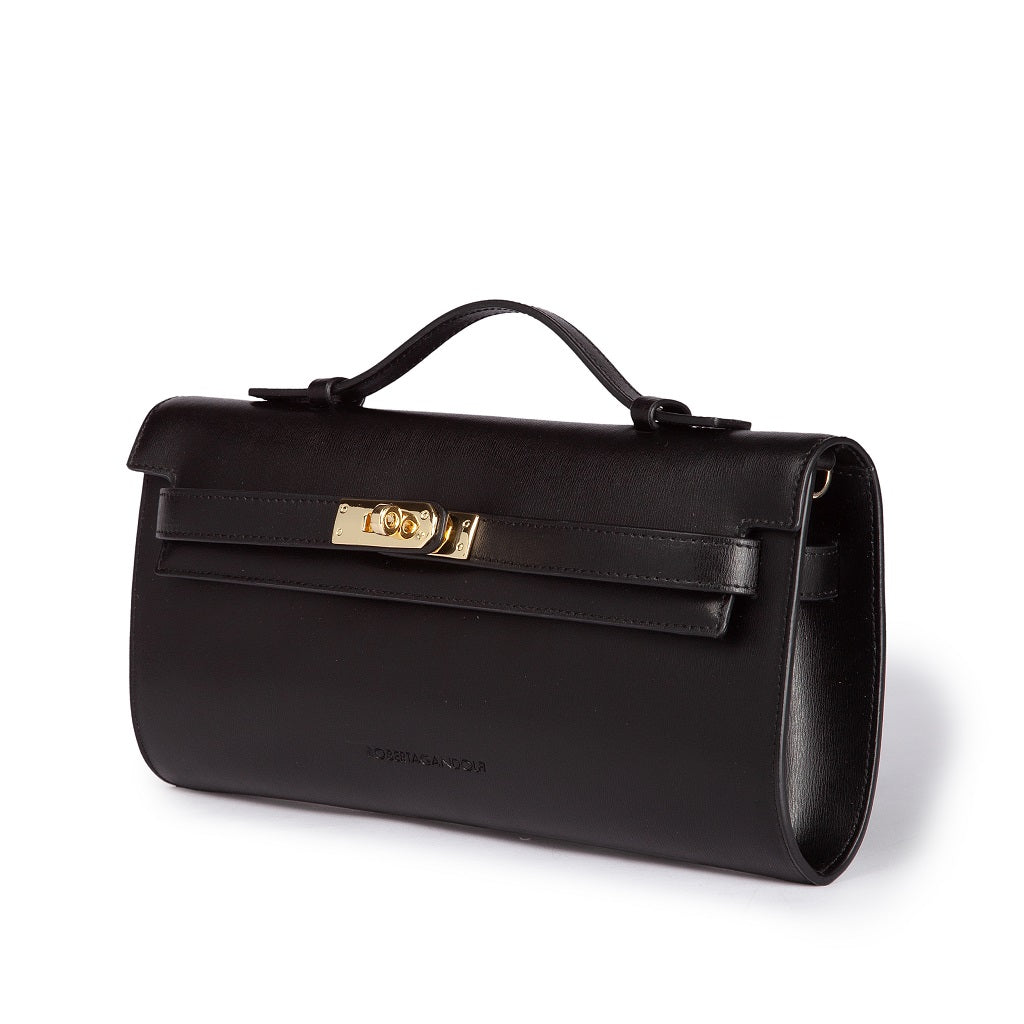 Jade cluch borsa in pelle con chiusura  manico retrattile e tracolla staccabile e regolabile