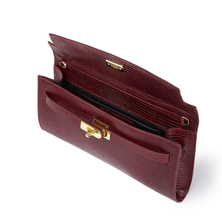 Jade Tejus cluch in pelle con chiusura  manico retrattile e tracolla staccabile e regolabile