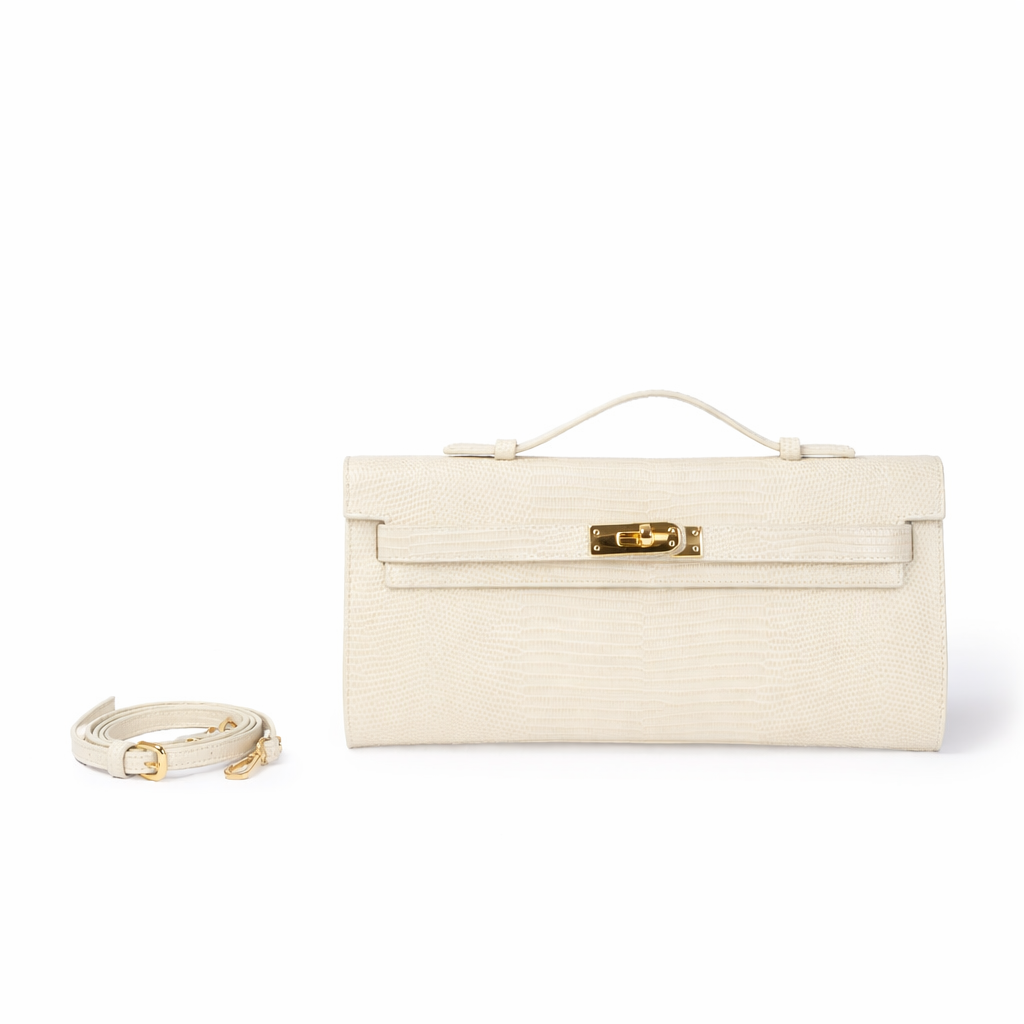 Jade Tejus cluch in pelle con chiusura  manico retrattile e tracolla staccabile e regolabile